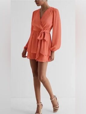 Express Wrap Front Skort | Coral Print Tie Waist Mini | Flowy Faux Skirt Shorts